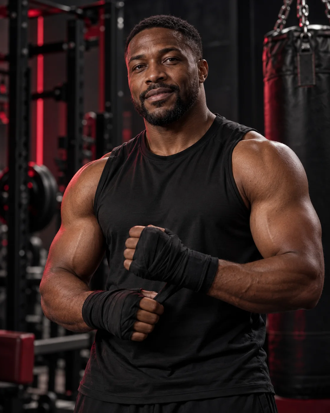 AI-generated fitness portrait illustrating Marcus Bell, Boxing coach