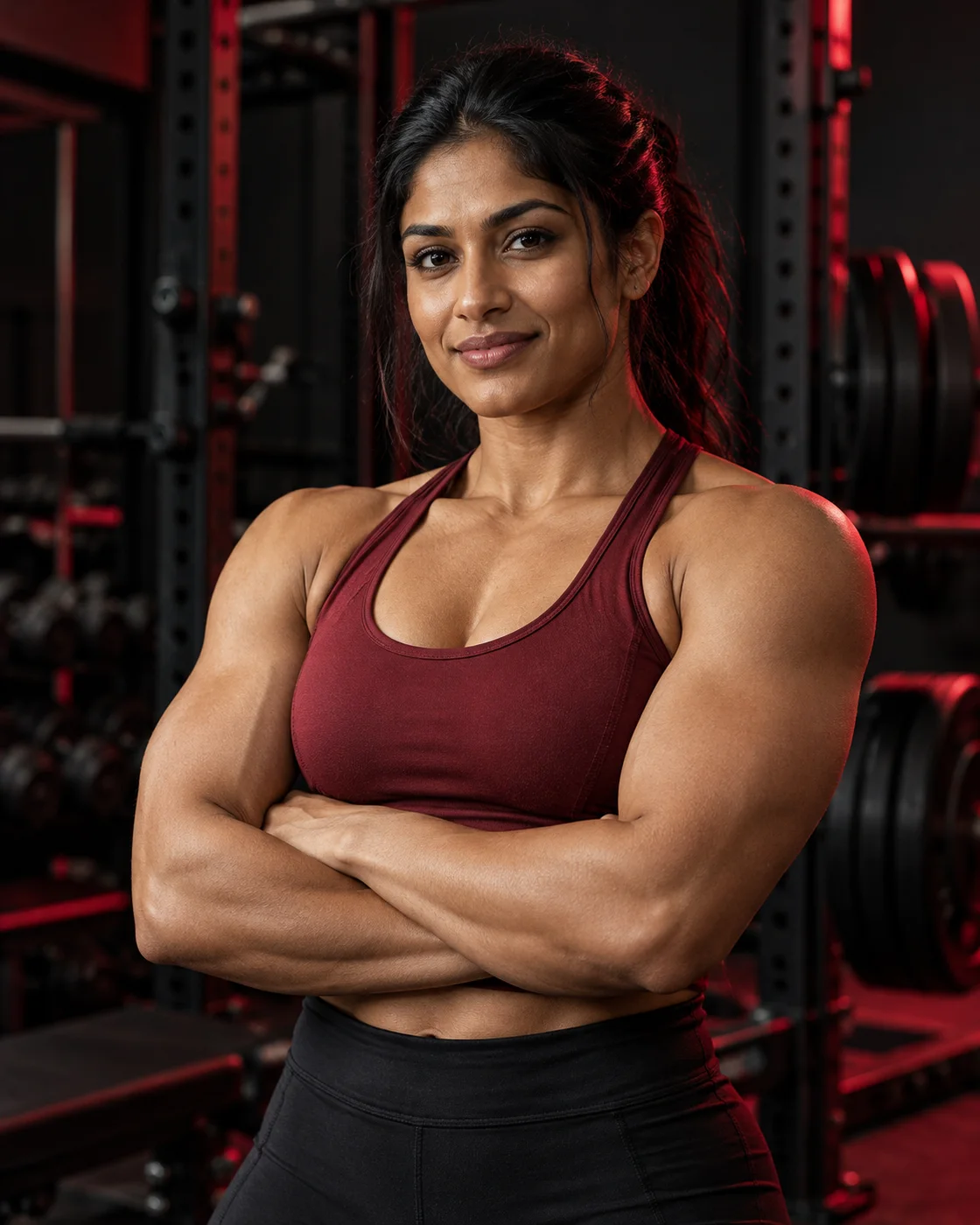 AI-generated fitness portrait illustrating Priya Shah, Conditioning and mobility