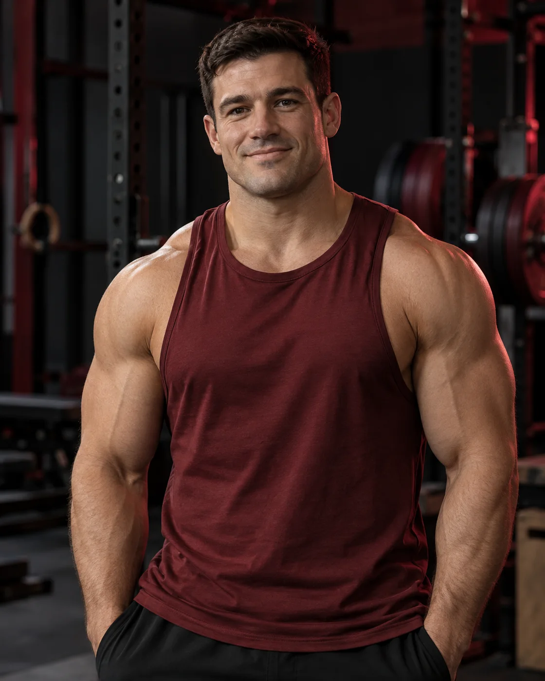 AI-generated fitness portrait illustrating Tom Hughes, Olympic lifting coach